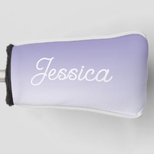 (Editable) Light Purple Colour Ombre & Your Text Golf Head Cover