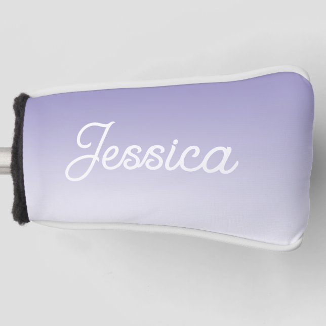 (Editable) Light Purple Colour Ombre & Your Text Golf Head Cover (Front)