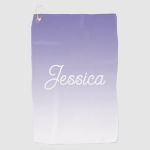 (Editable) Light Purple Colour Ombre & Your Text Golf Towel