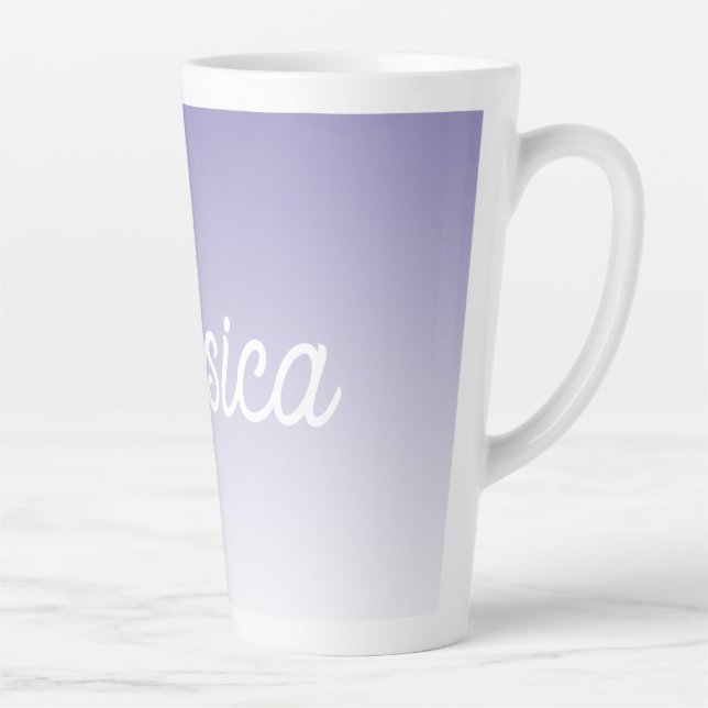 (Editable) Light Purple Colour Ombre & Your Text Latte Mug (Right)