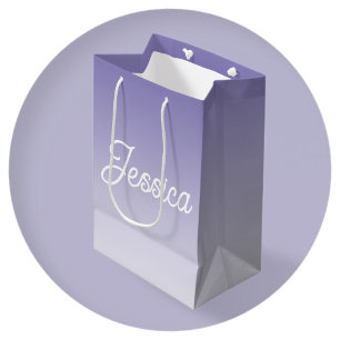 (Editable) Light Purple Colour Ombre & Your Text Medium Gift Bag