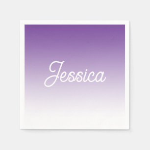 (Editable) Light Purple Colour Ombre & Your Text Napkin