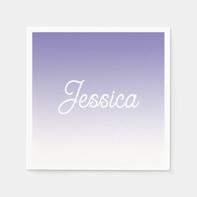 (Editable) Light Purple Colour Ombre & Your Text Napkin (Front)