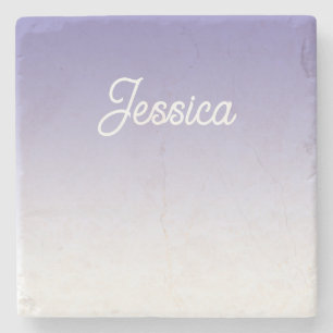 (Editable) Light Purple Colour Ombre & Your Text Stone Coaster
