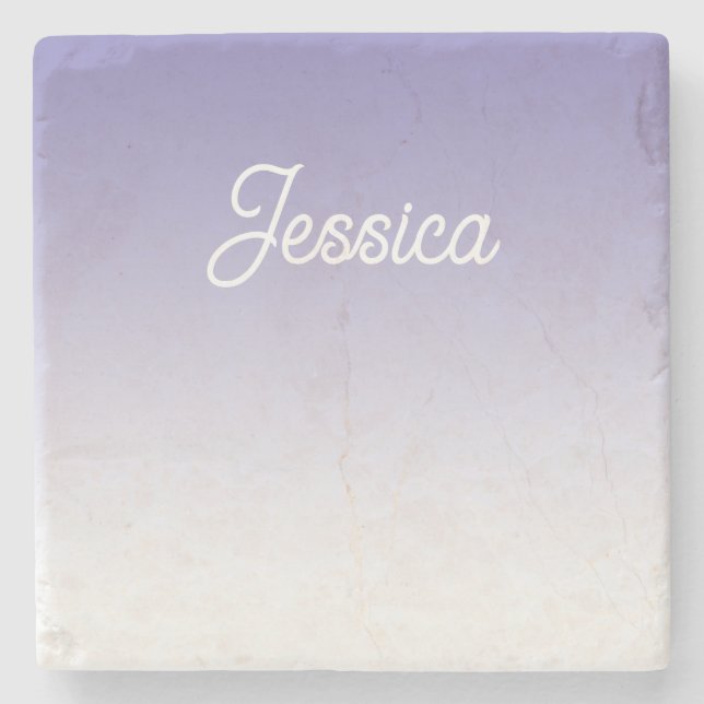 (Editable) Light Purple Colour Ombre & Your Text Stone Coaster (Front)
