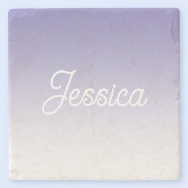 (Editable) Light Purple Colour Ombre & Your Text Stone Coaster (Creator Uploaded)
