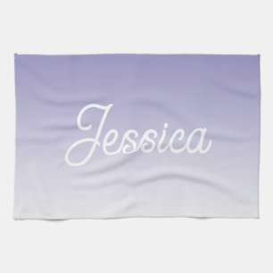 (Editable) Light Purple Colour Ombre & Your Text Tea Towel