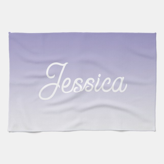 (Editable) Light Purple Colour Ombre & Your Text Tea Towel (Horizontal)
