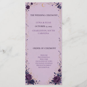 Editable Lilac Celestial Gothic Wedding Program Programme