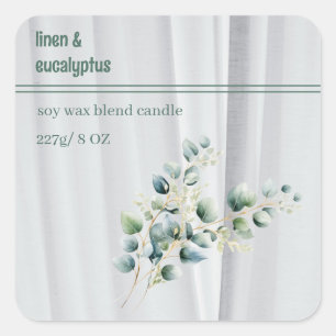 Editable Linen and Eucalyptus Product Square Sticker
