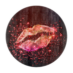Editable Lip Illustration: Simple Graphic Design Cutting Board