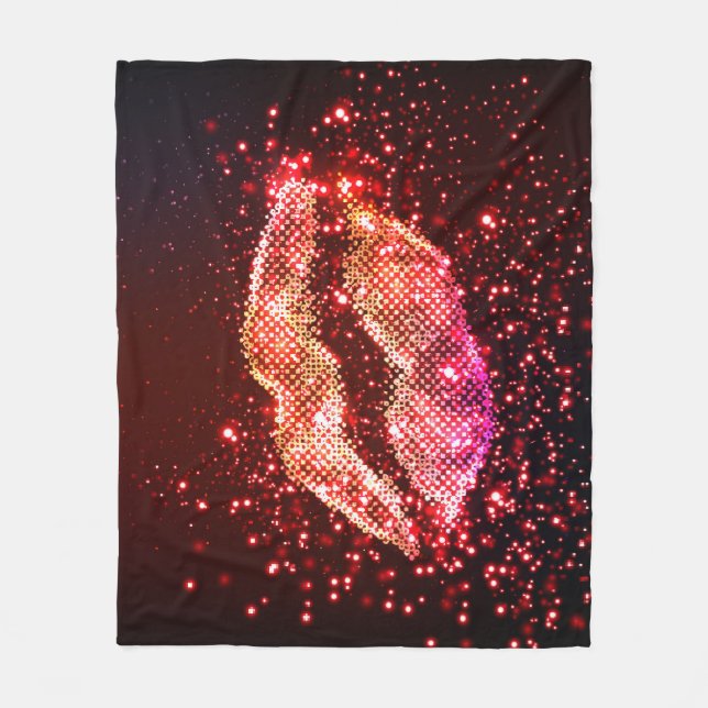 Editable Lip Illustration: Simple Graphic Design Fleece Blanket (Front)