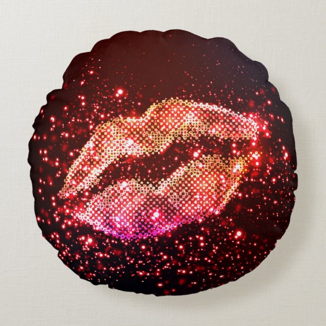 Editable Lip Illustration: Simple Graphic Design Round Cushion (Front)