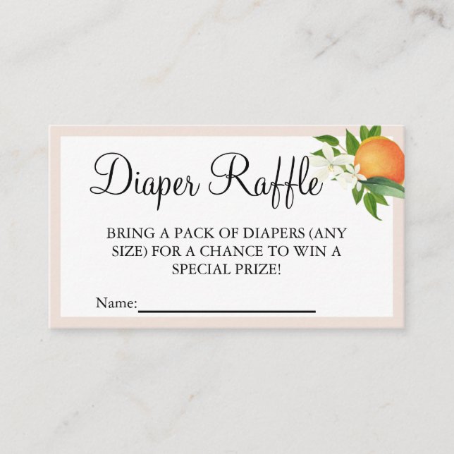 Editable Little Cutie Baby Shower Diaper Raffle  Enclosure Card (Front)