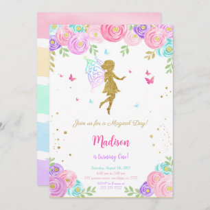 Editable Little Fairy Birthday Party  Invitation