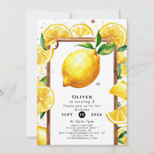 Editable Little Lemon Birthday Invitation