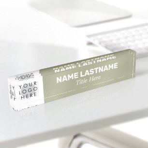 Editable Logo Modern Sage Green Name Title Simple Nameplate