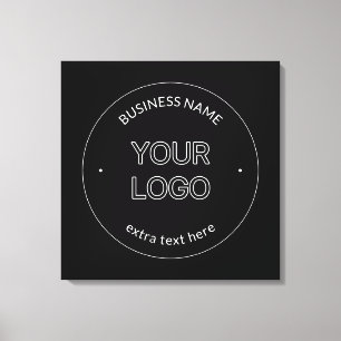 Editable Logo Replacement & Business Name Black Canvas Print