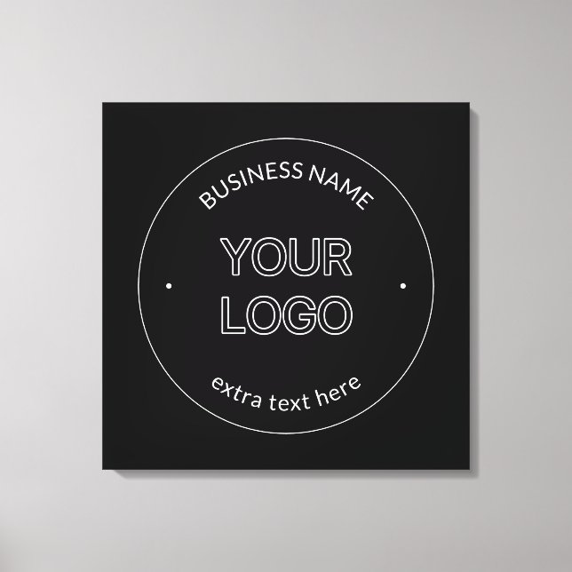 Editable Logo Replacement & Business Name | Black Canvas Print (Front)