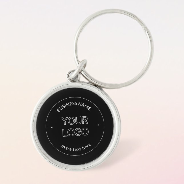 Editable Logo Replacement & Business Name | Black Key Ring (Creator Uploaded)