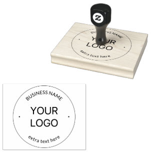Editable Logo Replacement & Business Name Black Rubber Stamp