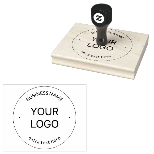 Editable Logo Replacement & Business Name | Black Rubber Stamp (Stamped)