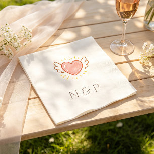 Editable Love Wings and Heart Napkin