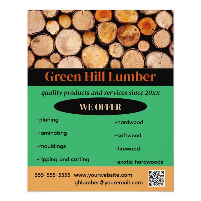 Editable Lumber Supplier Flyer (Front)