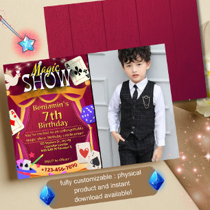 Editable Magic Show Birthday Invitation for Kids