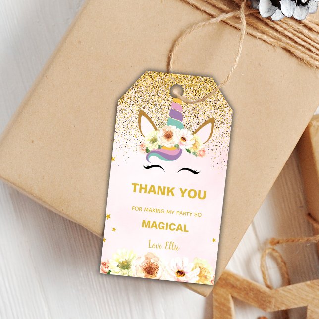Editable Magical Party Favour Labels (Glitter Unicorn Birthday Gift Tags)
