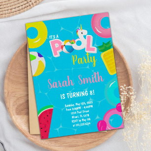 Editable Magical Summer Swim Party Invite
