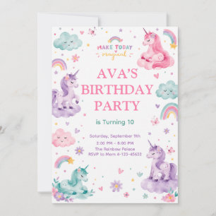Editable Magical Unicorn Birthday Card
