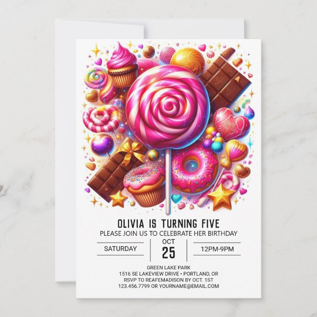 Editable Majestic Candyland Digital Birthday Invitation (Front)