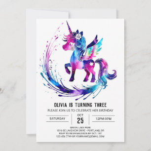 Editable Majestic Unicorn Digital Birthday Invitation