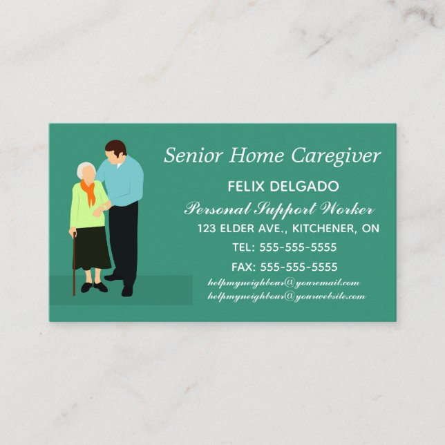 Editable Male Home Care and Nursing Services Business Card (Front)