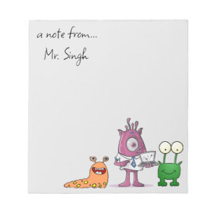 Editable Male Teacher's Monsters Notepad