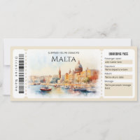 Editable Malta Plane Boarding Pass Ticket