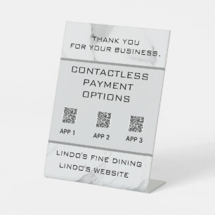 Editable Marble QR Codes Contactless Payment Pedestal Sign