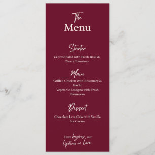 Editable Maroon Wedding Flat Menu Card 
