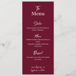 Editable Maroon Wedding Flat Menu Card