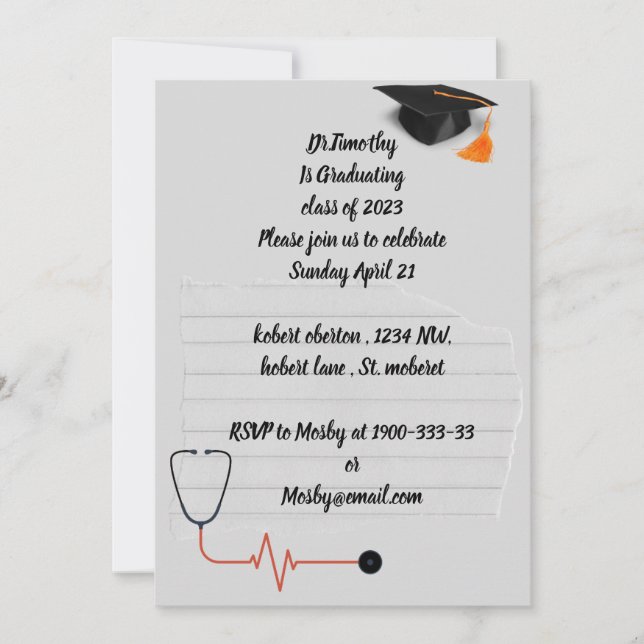 Editable Medical student graduation invitation  (Front)