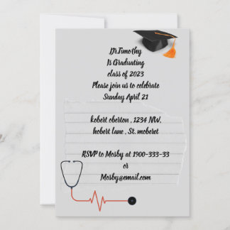 Editable Medical student graduation invitation