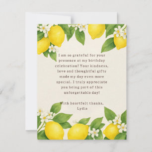 Editable Mediterranian Limoncello Birthday  Thank You Card