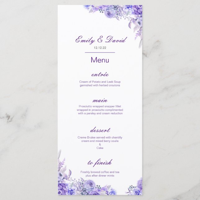 Editable Menu, Wedding Menu, Baby Shower, Bridal   Menu (Front)