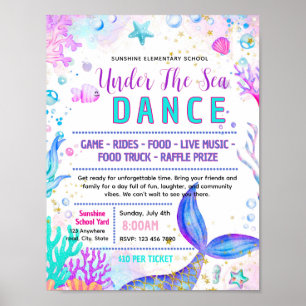 Editable mermaid daddy daughter dance flyer poster