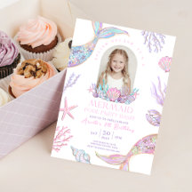 Editable Mermaid Tail Pool Party Invitation
