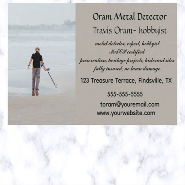 Editable Metal Detector Hobbyist Treasure Hunter Business Card (Creator Uploaded)