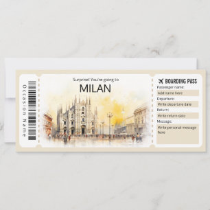 Editable Milan Boarding Pass Italia Plane ticket  Invitation