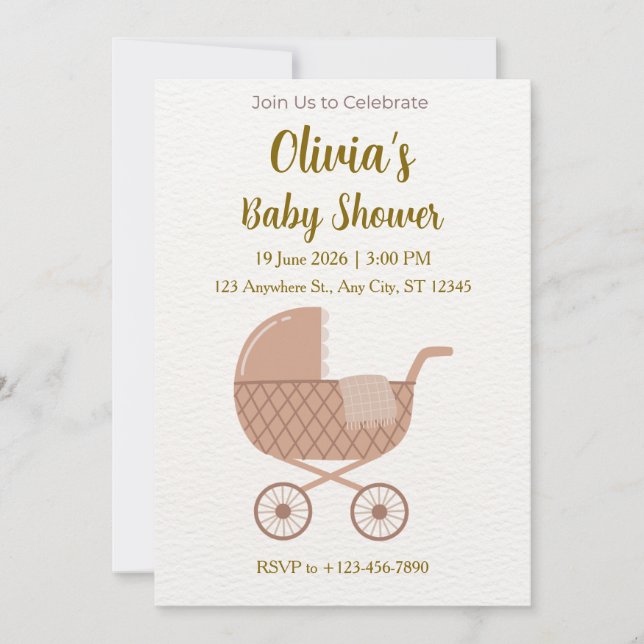 Editable Minimalist Baby Shower  Invitation (Front)