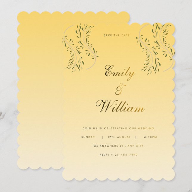 Editable Minimalist Botanical Wedding Announcement (Front/Back)